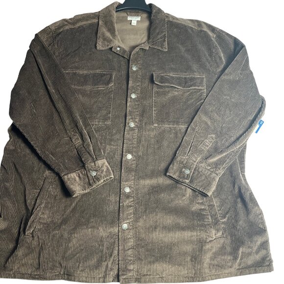 Arizona Jean Co Mens Brown Corduroy Long Sleeve Button Up Shirt Shacket 3XL - Picture 2 of 13